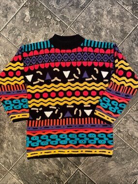 KITTY HAWK BY VIVIAN WANG Vintage Multicolor Geometric 90s Retro Urban Sweater